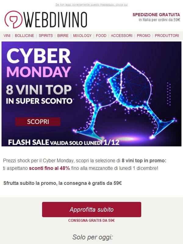 Cyber Monday 💥 FINO AL -48% su 8 vini top