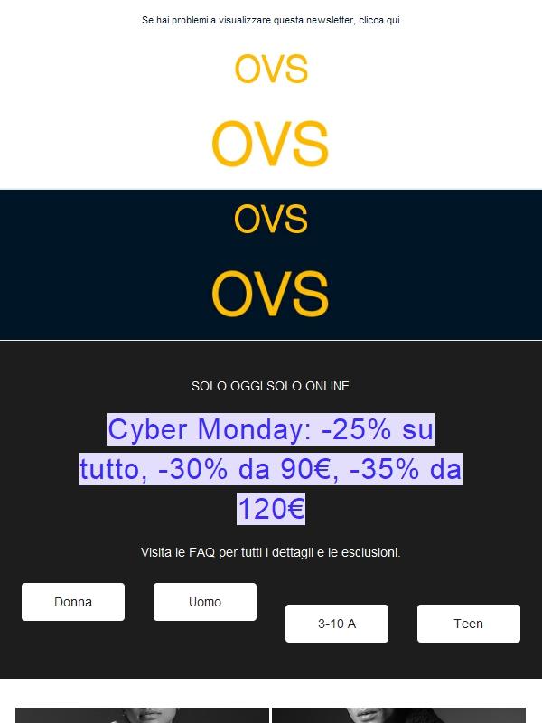 Cyber Monday: -25% su tutto solo online, solo oggi. E il tuo shopping ti premia con ancora più sconti!