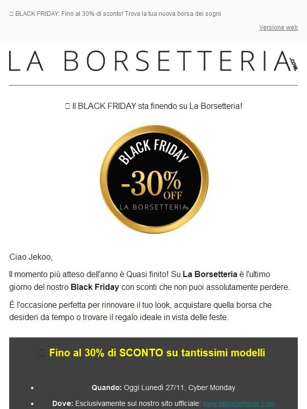 🖤 -30% ULTIMO GIORNO BLACK FRIDAY: Speciale SCONTI