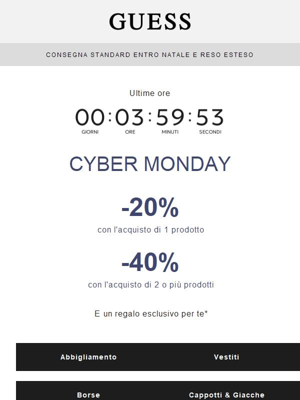 ULTIME ORE | CYBER MONDAY 40% di sconto