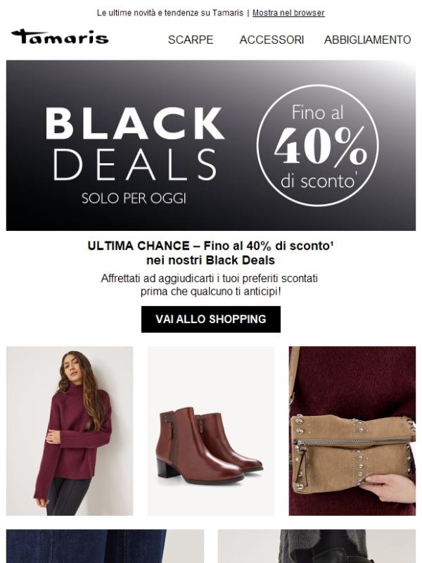 Solo per oggi: fino al 40% di sconto nei nostri Black Deals 🤩