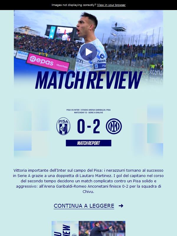 Match review, Pisa-Inter 0-2 | La doppietta del Capitano