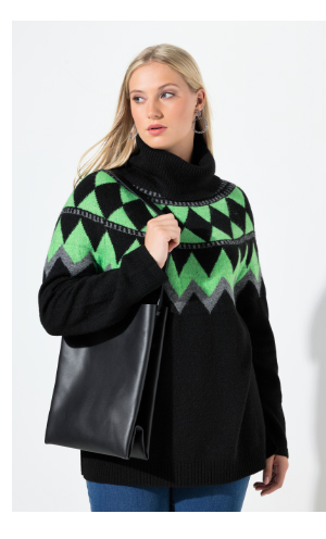 Maglione in stile norvegese con collo dolcevita e maniche lunghe