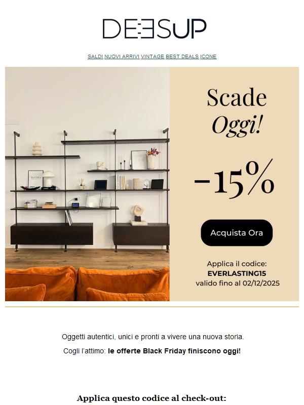 ⌛Ultime ore per il Black Friday -15%!