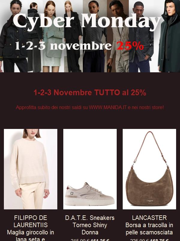 MANIDA.IT | CYBER MONDAY TUTTO AL 25%!