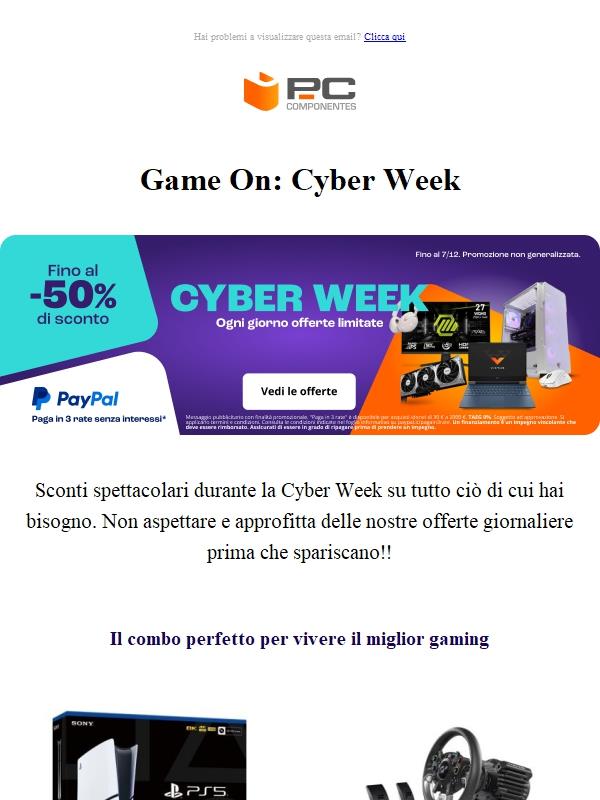 Gaming al massimo: Cyber Week con prezzi speciali