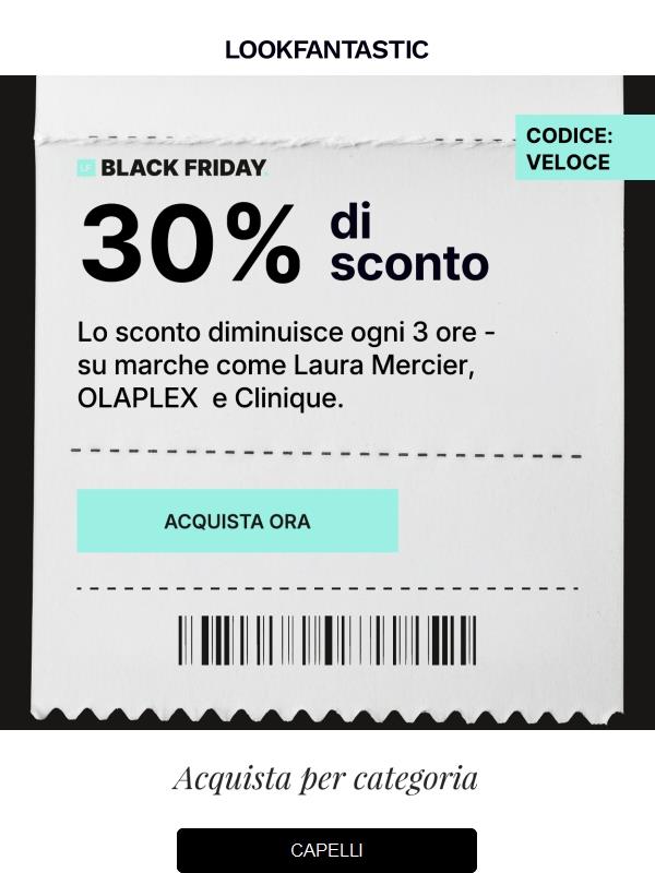 Corri! 30% di sconto a diminuzione...