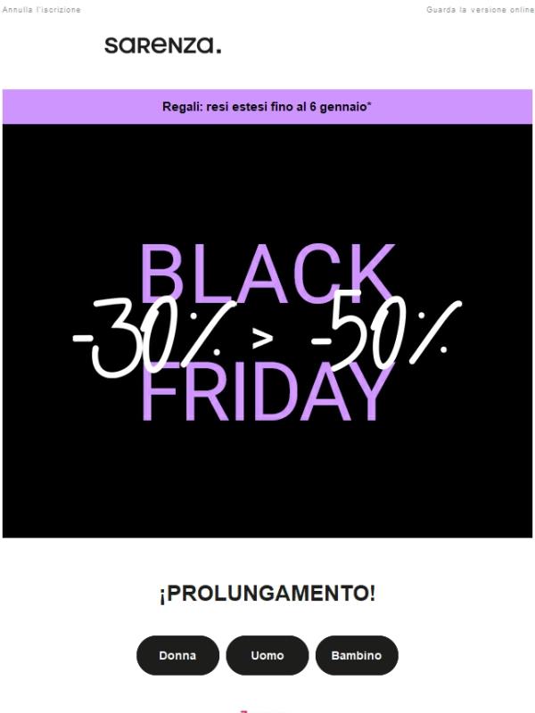 Black Friday Prolungamento: ultimi giorni ⏰