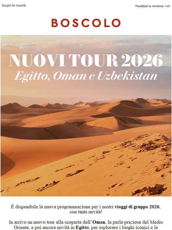 Egitto, Oman e Uzbekistan: i nuovi tour 2026
