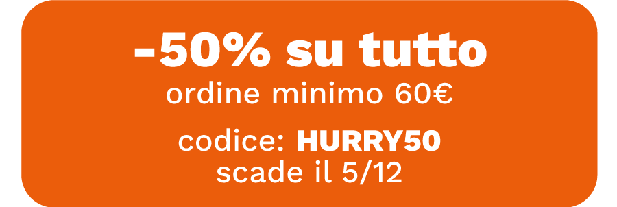 -50% su tutto, ordine minimo 60€, codice: HURRY50, scade il 5/12