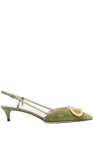 VLogo Signature velvet slingback pumps