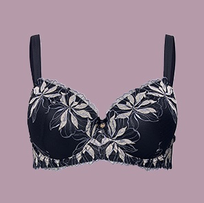 Reggiseno con ferretto, fiori ricamati e coppe morbide, coppa B-F