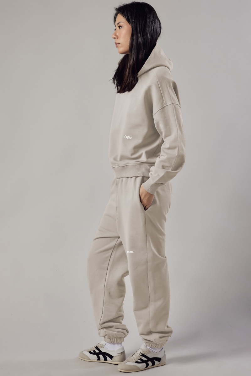 Set Felpa con Cappuccio + Joggers Loose Fit – Beige