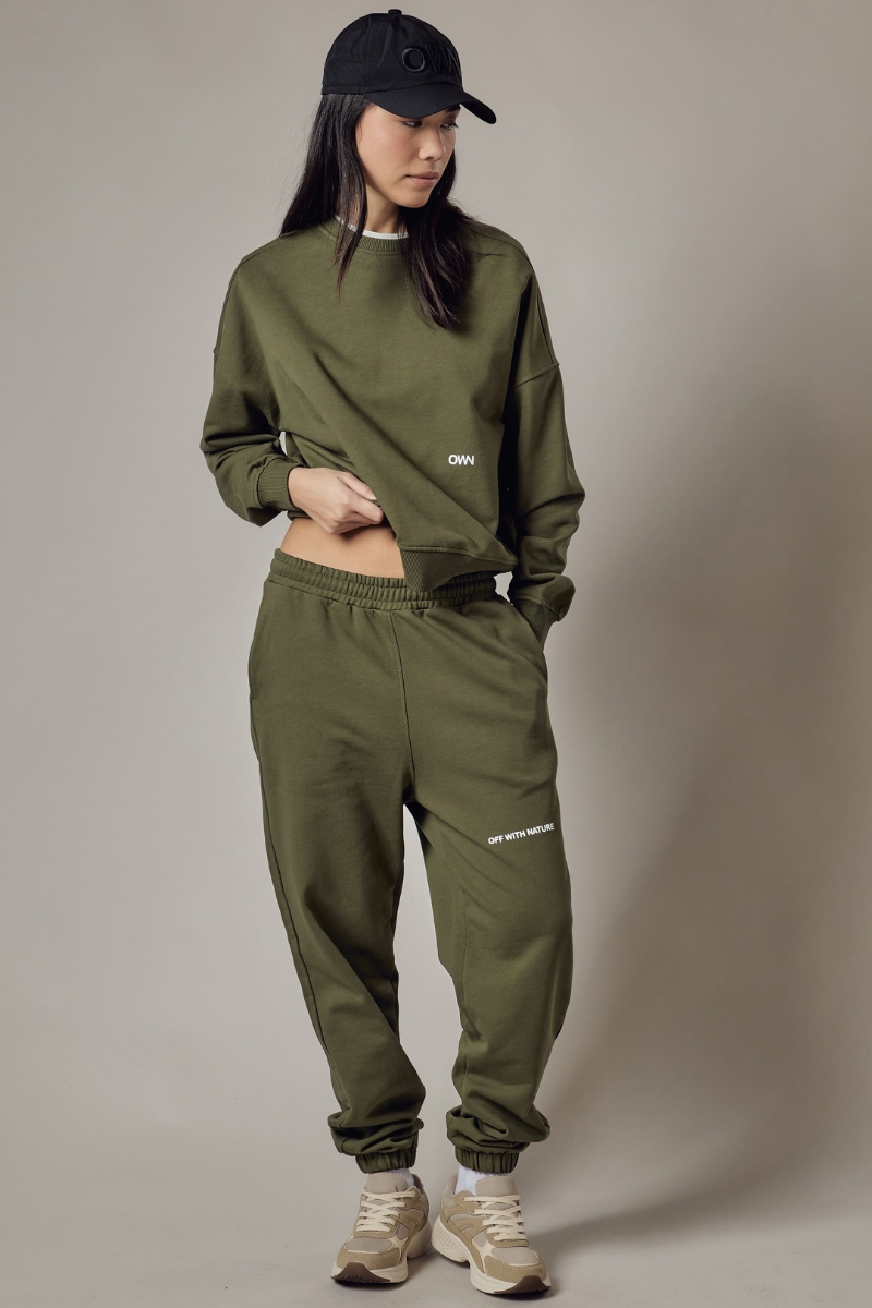 Set Felpa Girocollo + Joggers Loose Fit – Dusty Sage