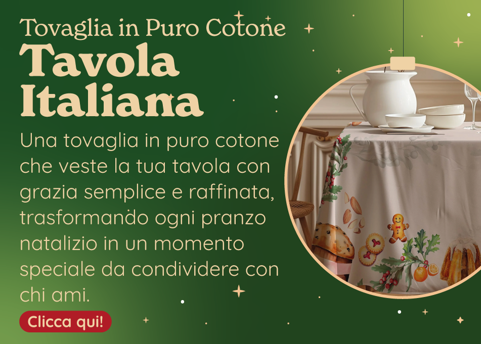 Tovaglia in Puro Cotone Fantasia Natalizia - Tavola Italiana