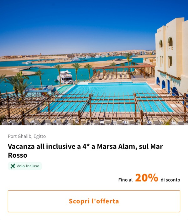Vacanza all inclusive a 4* a Marsa Alam, sul Mar Rosso