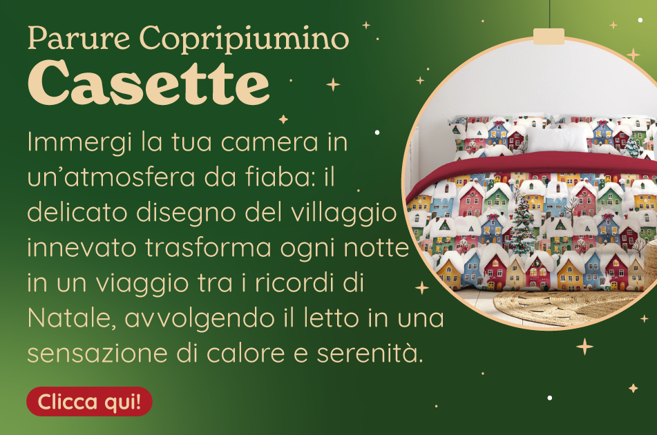 Parure Copripiumino in Percalle di Cotone - Casette