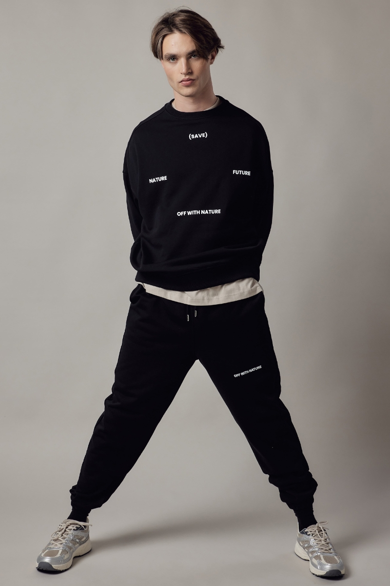 Set Felpa Girocollo + Joggers Loose Fit – Nero