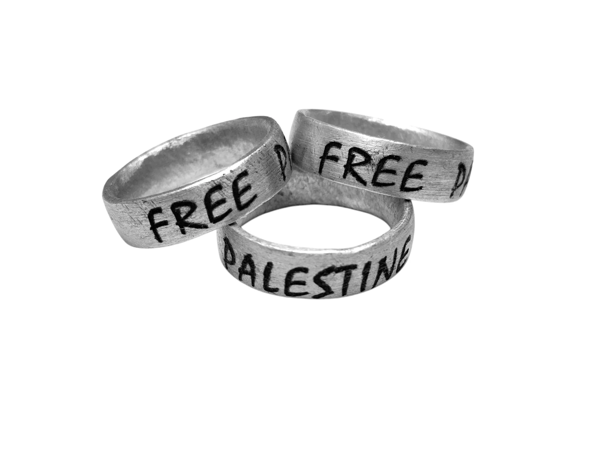 Image of Anello "Free Palestine" in Alluminio Riciclato – Edizione Solidale