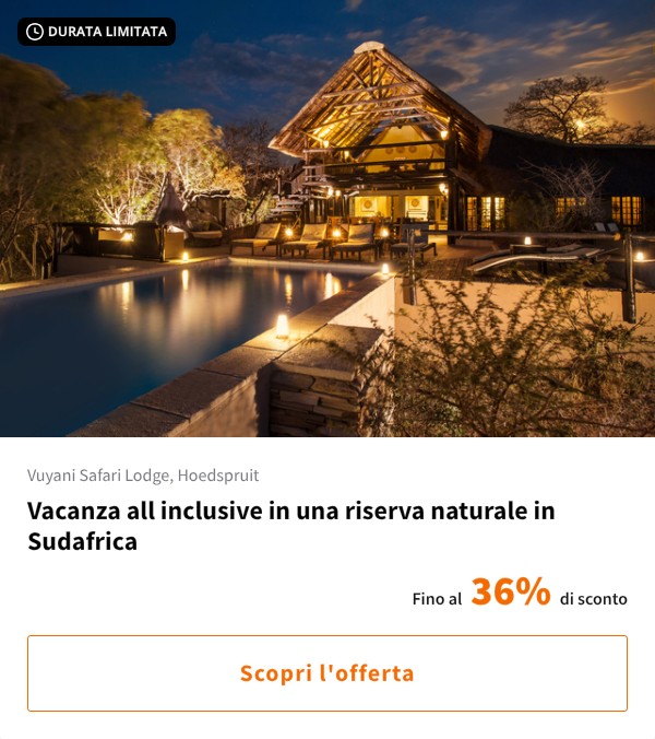 Vacanza all inclusive in una riserva naturale in Sudafrica