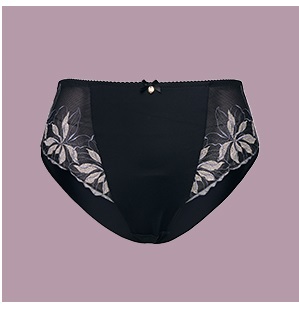 Slip midi con ricamo floreale e microfibra