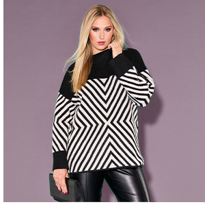 Maglione con design grafico, collo alto e maniche lunghe