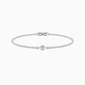 DIAMANTE - Bracciale unisex con catena forzatina in acciaio,  diamante Lab-Grown centrale e chiusura  non-reversibile con simbolo dell'infinito.