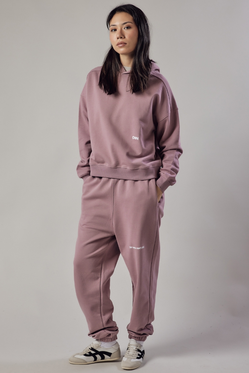 Set Felpa con Cappuccio + Joggers Loose Fit – Rosa Polvere