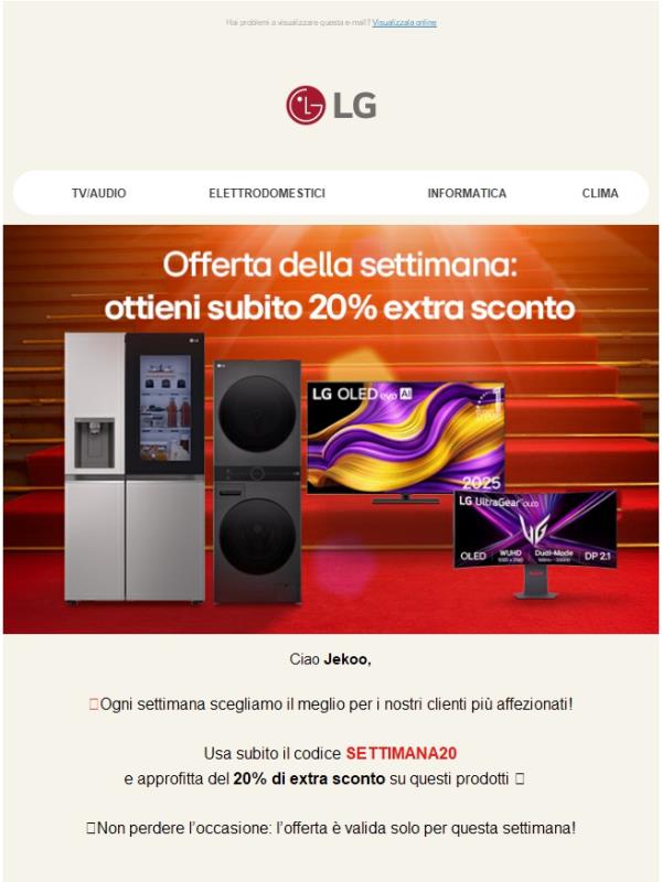 Offerta della settimana: 20% extra sconto per te 🚀