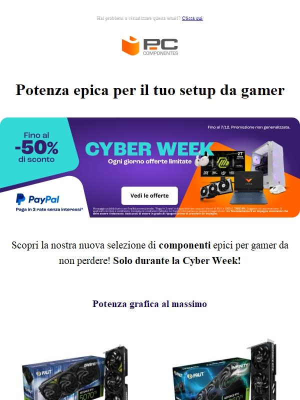 Cyber Week: Approfitta di questi prezzi epici e migliora il tuo setup da gamer