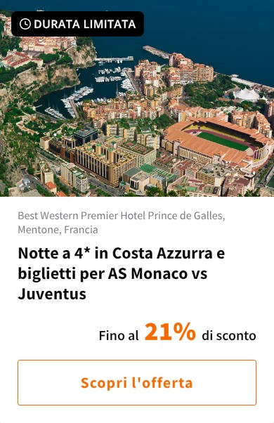 Notte a 4* in Costa Azzurra e biglietti per AS Monaco vs Juventus