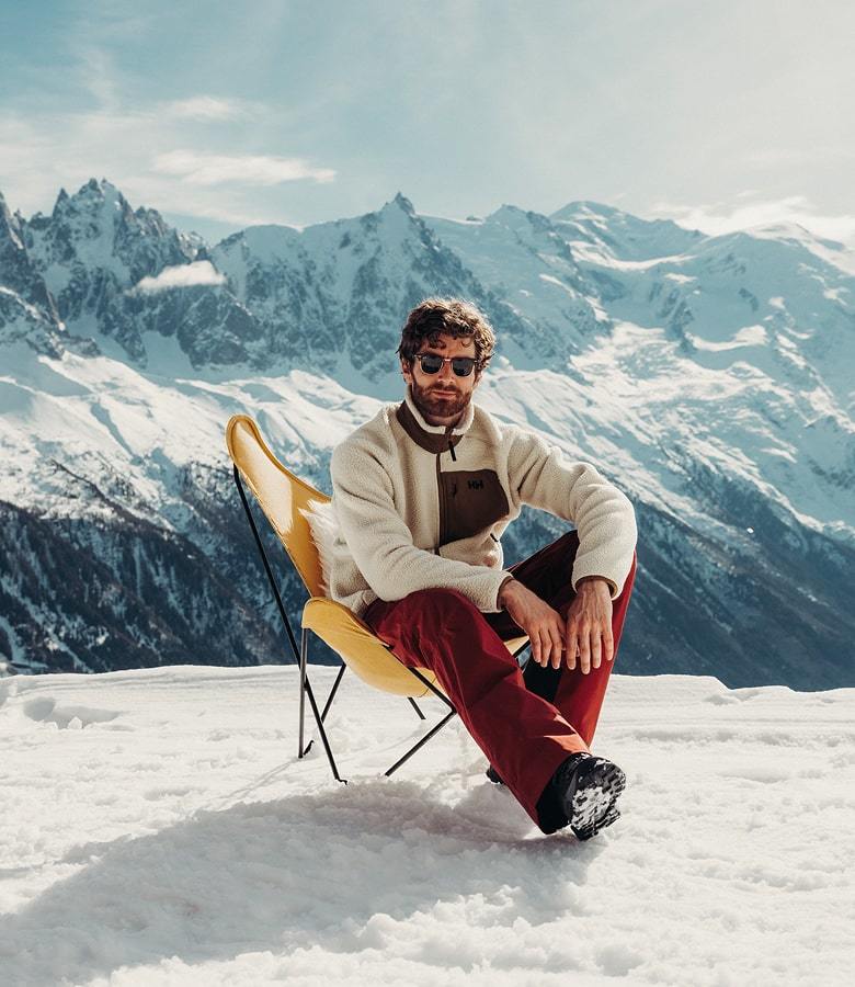 Man wearing Helly Hansen fleece