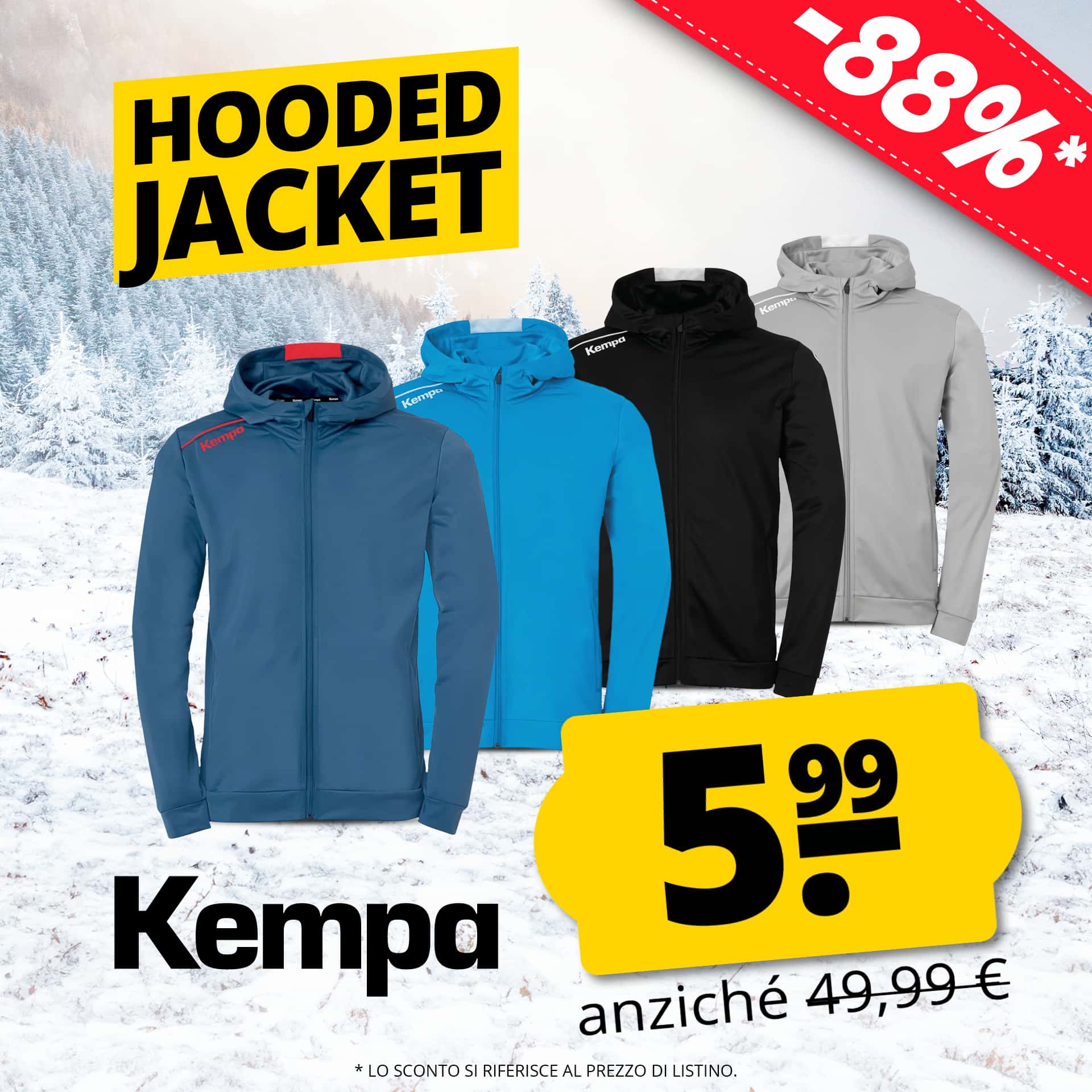 kempa player uomo giacca con cappuccio