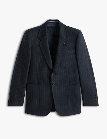 Blazer regular fit gessato in misto lana