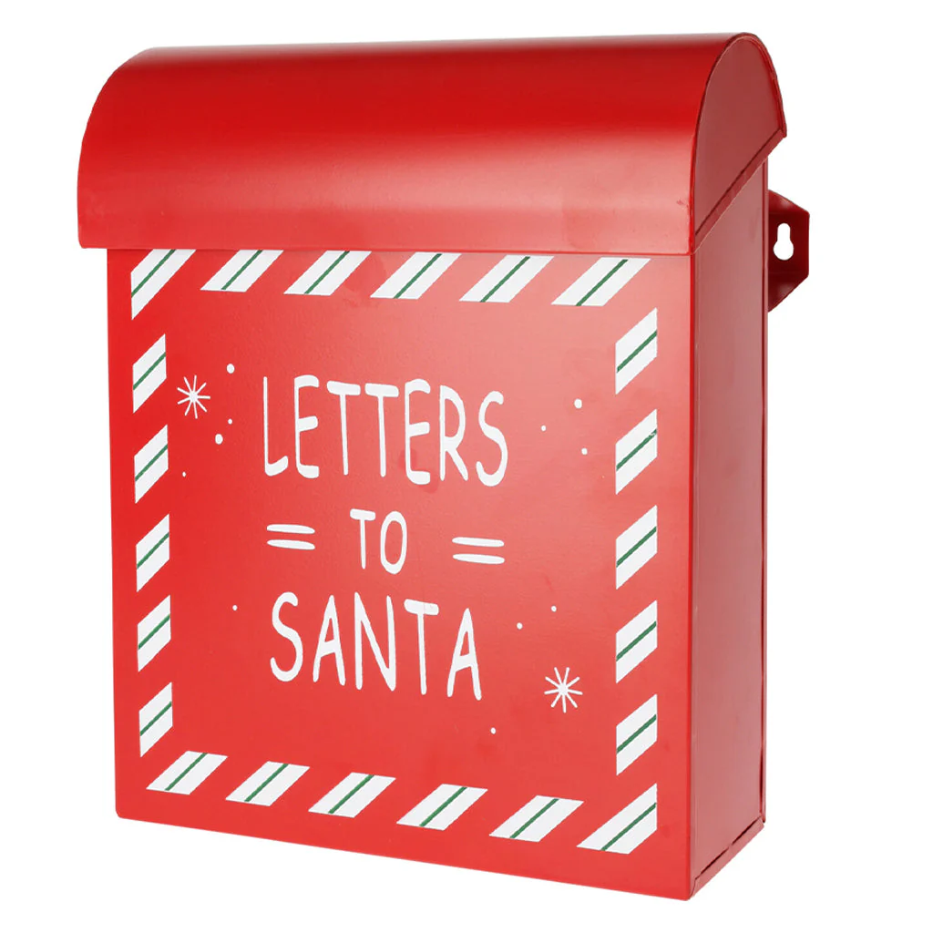 Cassetta postale per lettere colore rosso decorazione natalizia 29 cm