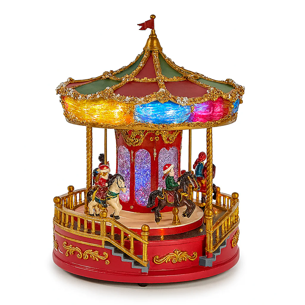 Carosello giostra con luci led e movimento per decorazioni natalizie