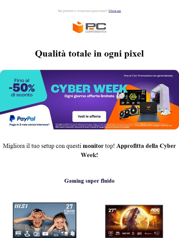 Cyber Week: sconti top sui monitor!