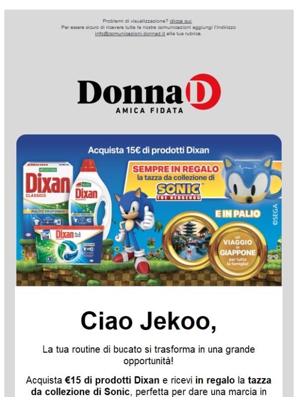 Vinci sempre la tazza di Sonic e vola in Giappone con Dixan!