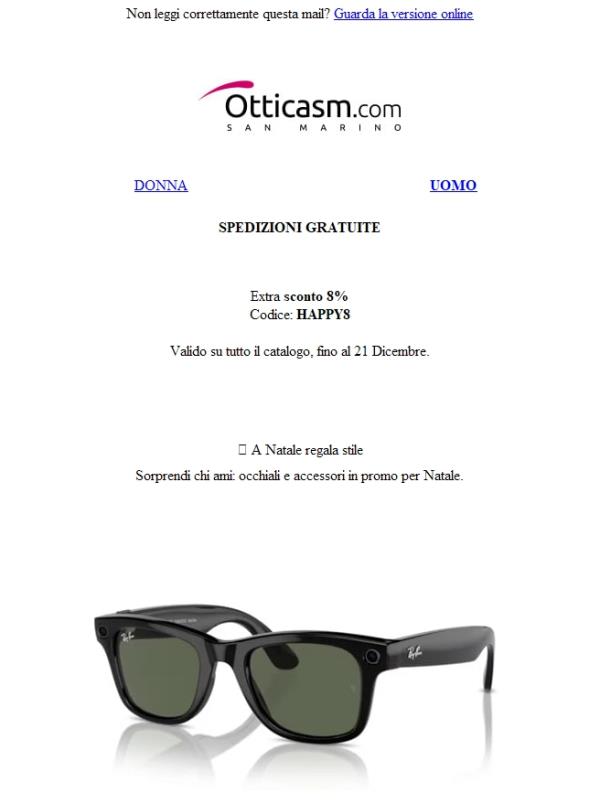 🎄 A Natale regala stile, extra -8% su tutto il catalogo.