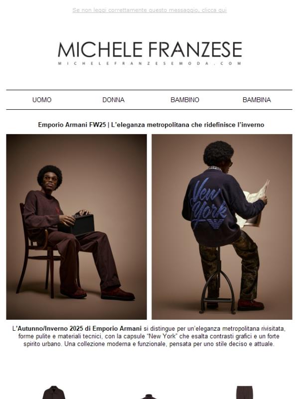 Emporio Armani FW25 | L’eleganza metropolitana che ridefinisce l’inverno💫