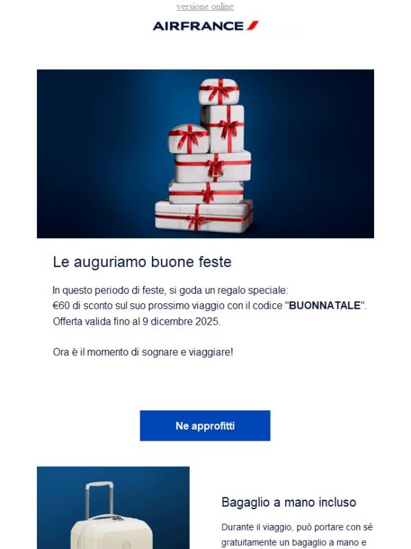 €60 di sconto sul suo prossimo viaggio