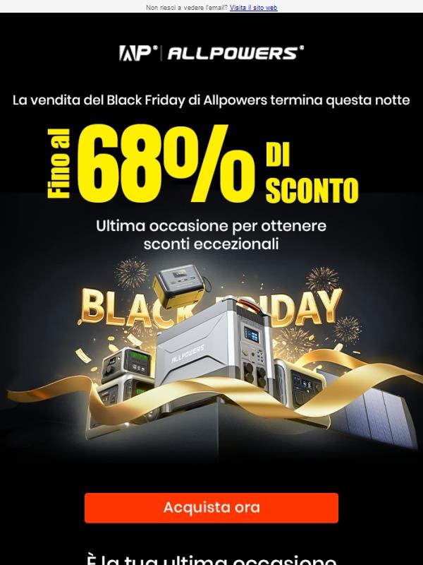 Ultima opportunità per il Black Friday: sconti fino al 68%