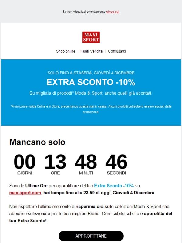 ⏳ ULTIME ORE: il tuo Extra Sconto termina stasera!