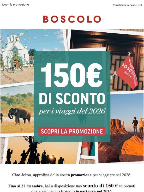 Per te 150 € di sconto per viaggiare nel 2026