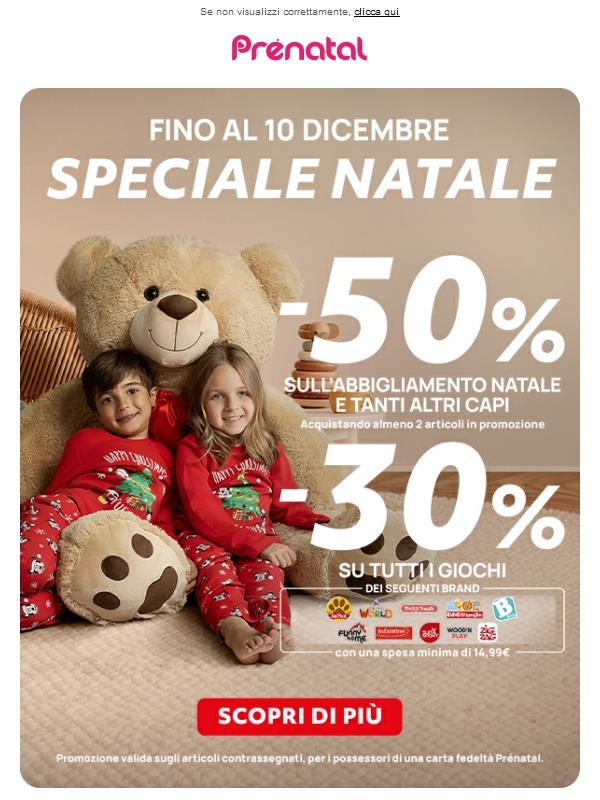 Look natalizi per tutta la famiglia al -50% + giochi al -30% 🎁