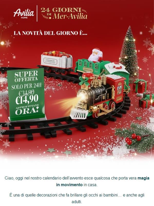 Ciao, vuoi aggiungere magia al tuo Natale? Oggi la sorpresa… si muove! 🚂✨