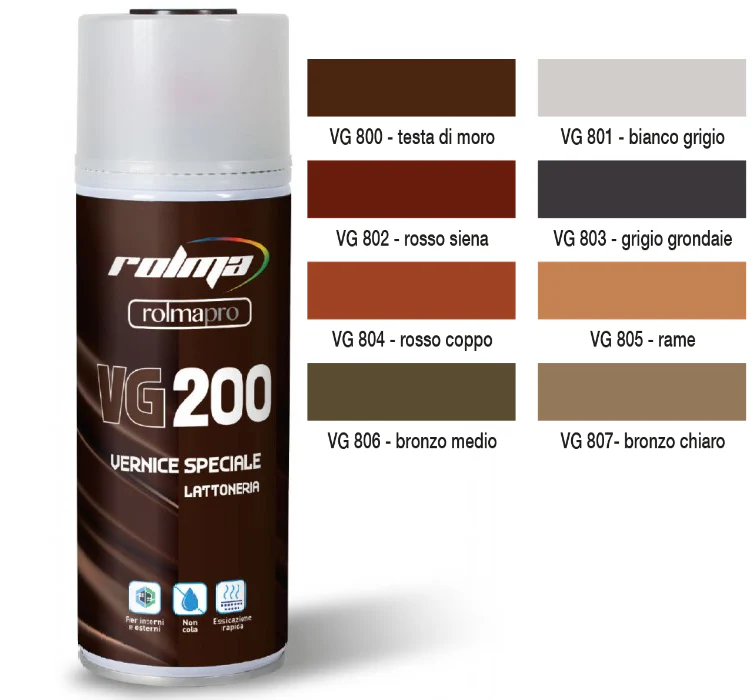 Image of Rolma Vernice Spray Bomboletta Per Grondaie Lattoneria Semilucida Antiruggine