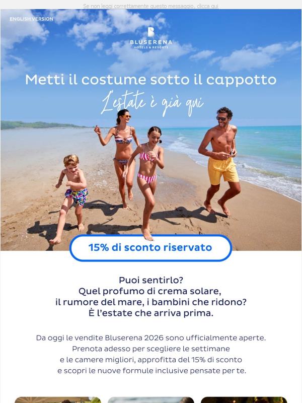 L’estate è già qui. Prepara il costume