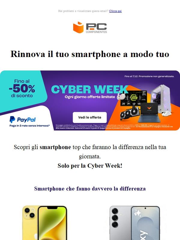 Cyber Week: Il tuo nuovo smartphone è qui!