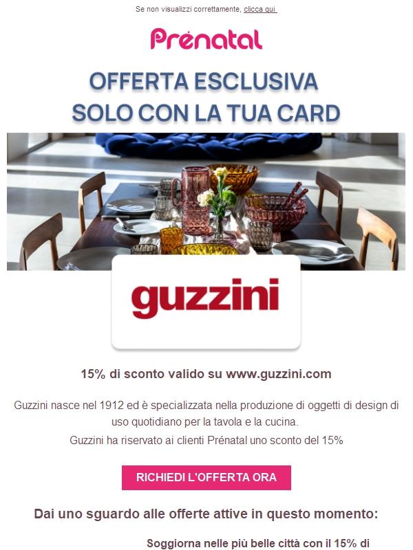 Solo con la tua Card, 15% di sconto su guzzini.com